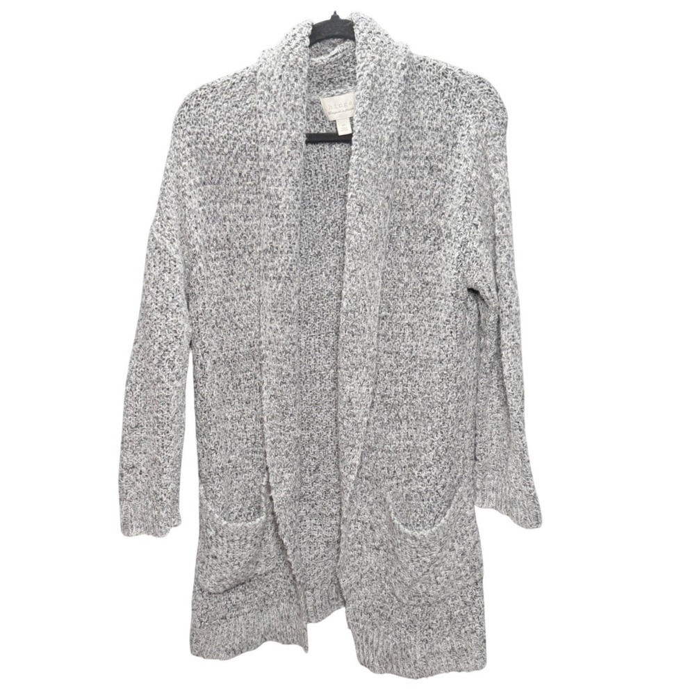 Hinge Long Cardigan Sweater Womens XS Gray Chunky Grandmacore Shabby Chic Hygge